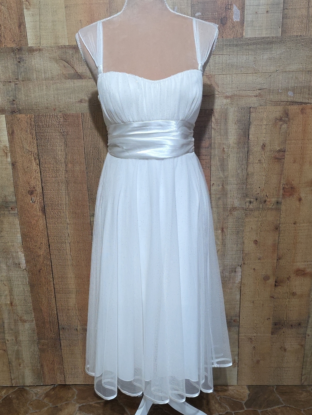 Speechless White Sheer Midi Dress with Satin Waistband